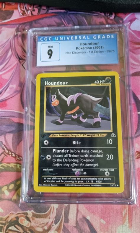 Pokemon TCG English Slab CGC 9 Neo Discovery 1st Edition 2001 Houndour