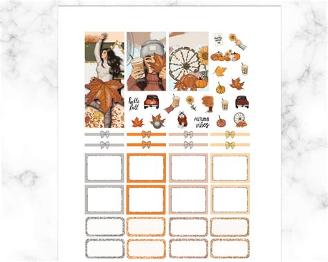 Fall Printable Planner Stickers Happy Planner Weekly Kit Etsy