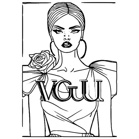 Vogue Cover Coloring Page · Creative Fabrica