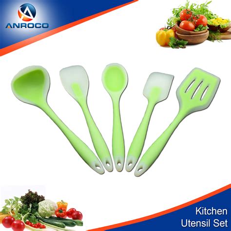 Red Heat Resistant Cooking Utensil Set From Nonstick Silicone Anroco