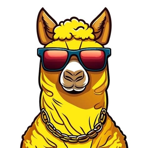 Premium Vector Llama With A Gold Chainsunglasses And A Single Colour