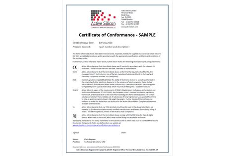 Rohs Compliance Certificate Template