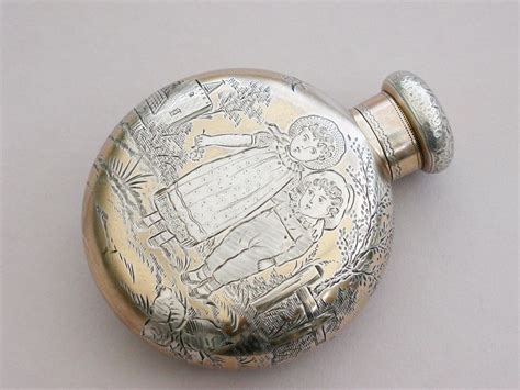 Victorian Parcel Gilt Silver Aesthetic Engraved Scent Bottle Kate Greenaway By Sampson Mordan