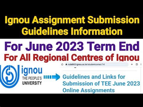 Ignou Assignment Submission Guidelines For June Term End