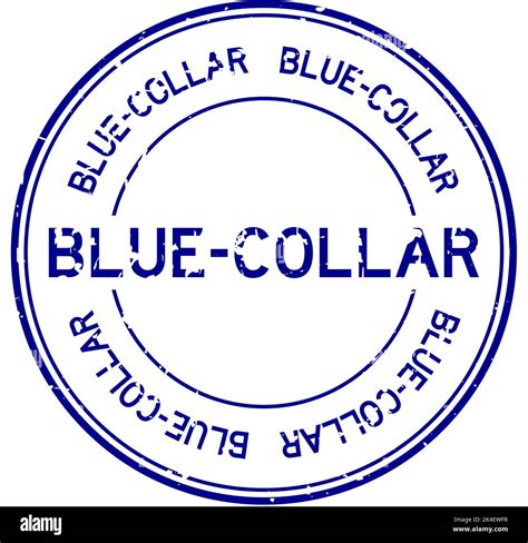 Grunge Blue Blue Collar Word Round Rubber Seal Stamp On White