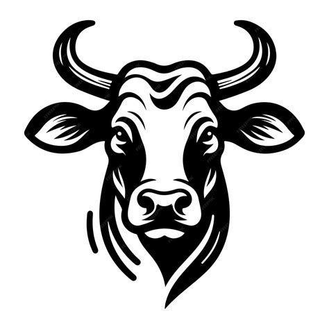 Cow Head Silhouette Vector Clipart Cow head black on white vector ...