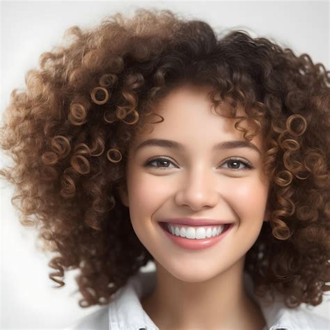 Premium Photo Beautiful Girl With Curly Hairstyle By Ai Generated