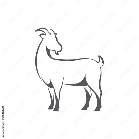 Goat side view silhouette. Farm goat animal logo design. Vector ...