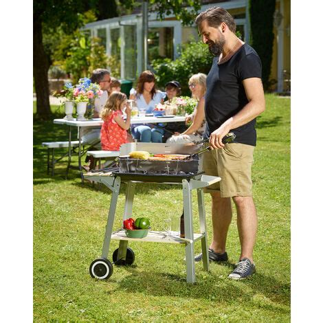 Deuba Barbecue A Carbonella Con Carrello Kg Con Ripiani Bbq Giardino