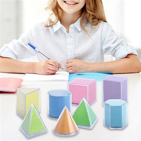 8x Transparent Geometric Shapes Learning Classroom Toy Geometry