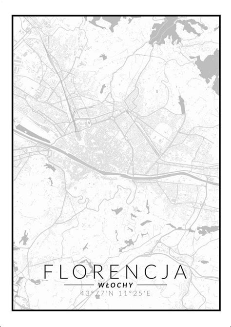 Florencja Mapa Czarno Bia A Plakat X Cm Galeria Plakatu Sklep