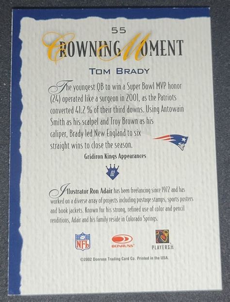 Tom Brady Donruss Gridiron Kings Crowning Moment A Ebay