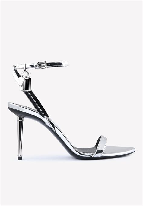 Tom Ford Padlock 85 Naked Pointy Sandals In Laminated Nappa Leather In