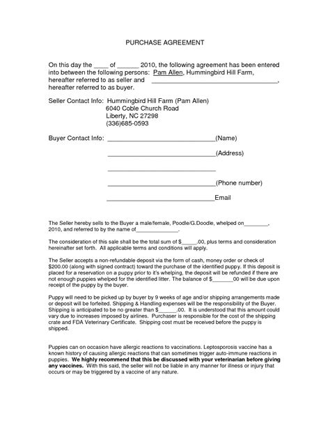 Purchase Contract Template - Free Printable Documents