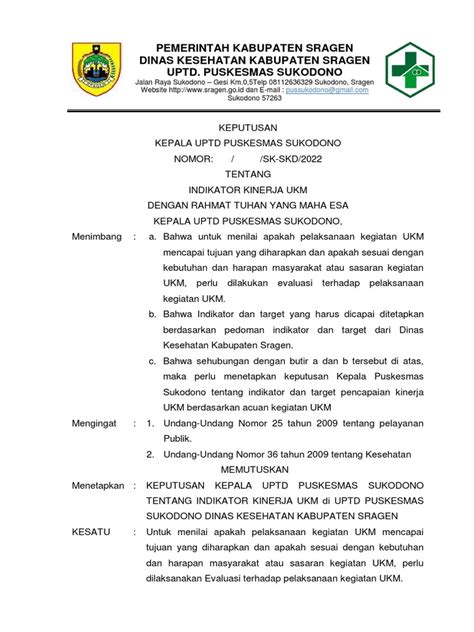 Evaluasi Kinerja Ukm Di Puskesmas Sukodono Pdf