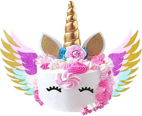 Unicorn Cake Topper With Wings Unicorn Cake Topper Set With Shiny