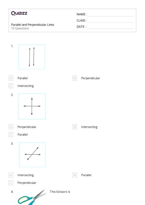 Parallel And Perpendicular Lines Worksheets For Th Grade On