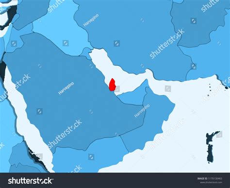 Qatar Red On Blue Political Map ภาพประกอบสตอก 1170130465 Shutterstock