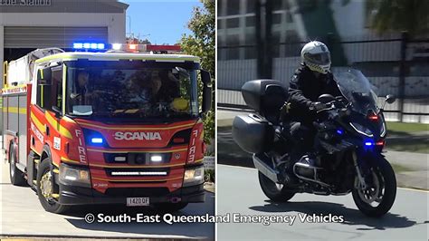 QFRS 525A Responding Petrie QPS Unmarked Motorbike Responding