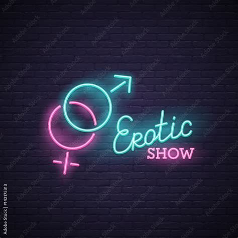 Erotic Show Neon Sign Bright Signboard Light Banner Erotic Show Logo Emblem Stock