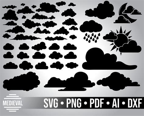 Silueta De Nube Svg Png Dxf Ai Pdf Dise O De Nubes Etsy