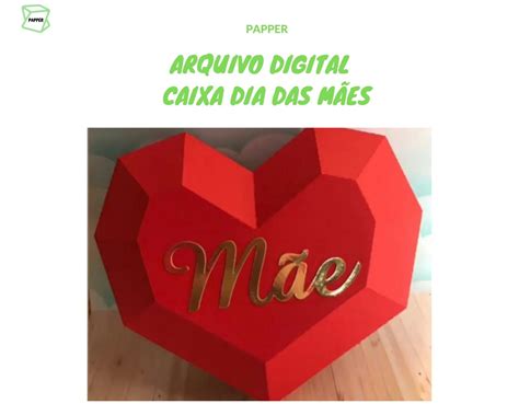 Arquivo Digital Dia Das MÃes Caixa Coração Lapidado Elo7