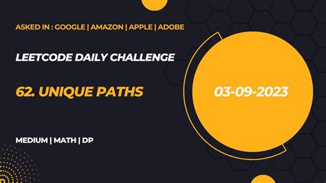 Solving Leetcode Daily Challenge 62 Unique Paths YouTube