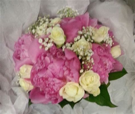 Peony Snowflake Spray Roses And Gypsophila Wedding Bouquet From