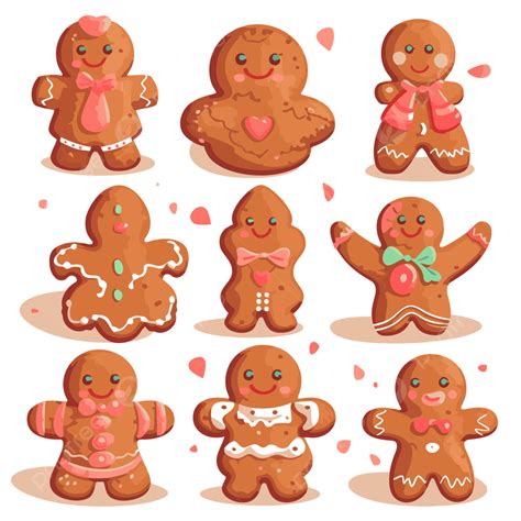 Gingerbread Men Sticker Clipart Animated Gingerbread Characters Set Of