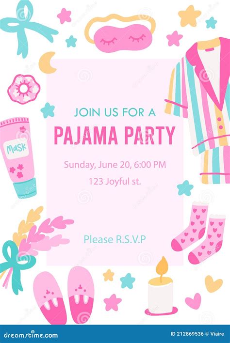 Pajama Party Invitation Template Stock Vector Illustration Of Cute