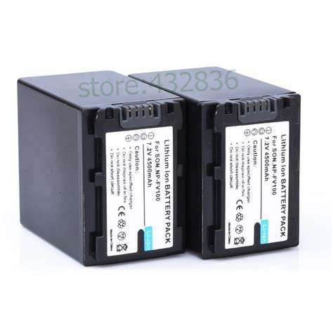 2pcs 4500mAh NP FV100 NP FV100 Npfv100 Li Ion Camera Batteries For Sony