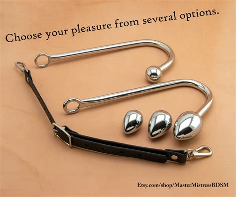 Anal Hook With Leather Strap Optional Collar Stainless Steel Anal