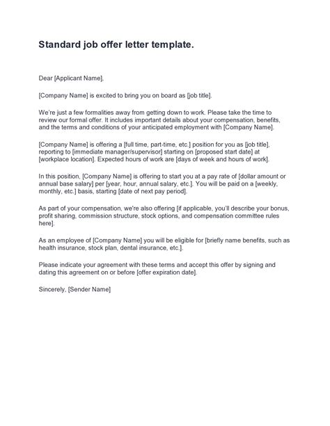 Professional Employment Offer Letter Templates Word