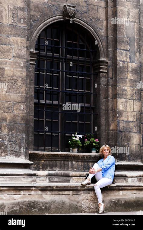 Cheerful Blonde Walks Outdoors Hi Res Stock Photography And Images Alamy