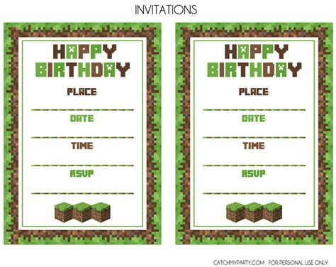 Minecraft Birthday Invitation Printables