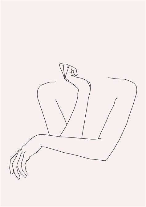 Woman's crossed arms line drawing - Anna Natural Mini Art Print by The Colour Study | Line ...