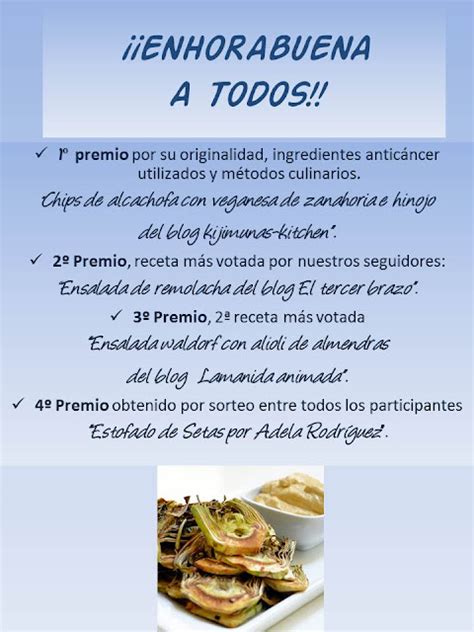 Mis Recetas Antic Ncer Ya Tenemos Ganadores Enhorabuena