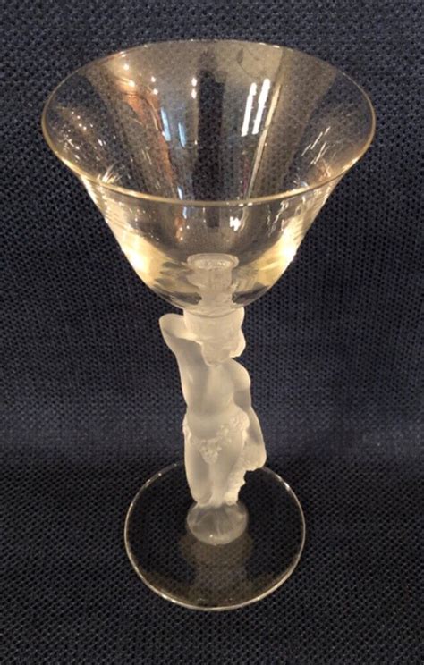 Bayel France Crystal Frosted Nude Woman Bacchante Sherry Cordial Glass