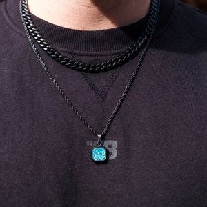 Mens Necklace, Black Opal Pendant Necklace for Men, Mens Black Necklace ...