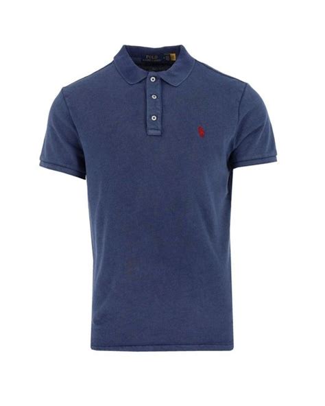 Polo Ralph Lauren Cotton Custom Slim Fit Spa Terry Polo Shirt In Navy Blue For Men Lyst