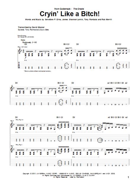 Cryin Like A Bitch By Godsmack Guitar Tab Guitar Instructor