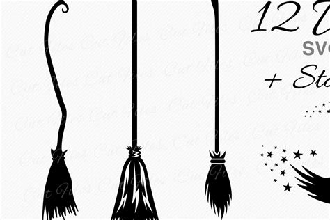 Witch Broom Svg Bundle Broomstick Stars Halloween Svg 12 Etsy