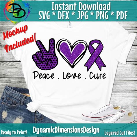 Peace Love Cure Pancreatic Cancer Svg Cancer Awareness Svg Memory R