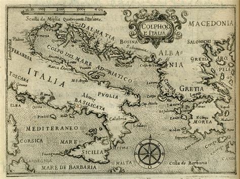 Vintage Map of Italy and Greece - 1587 Drawing by CartographyAssociates