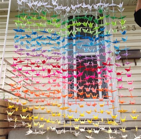 1000 5 5 Ombre Colourful Origami Cranes On String Paper Etsy