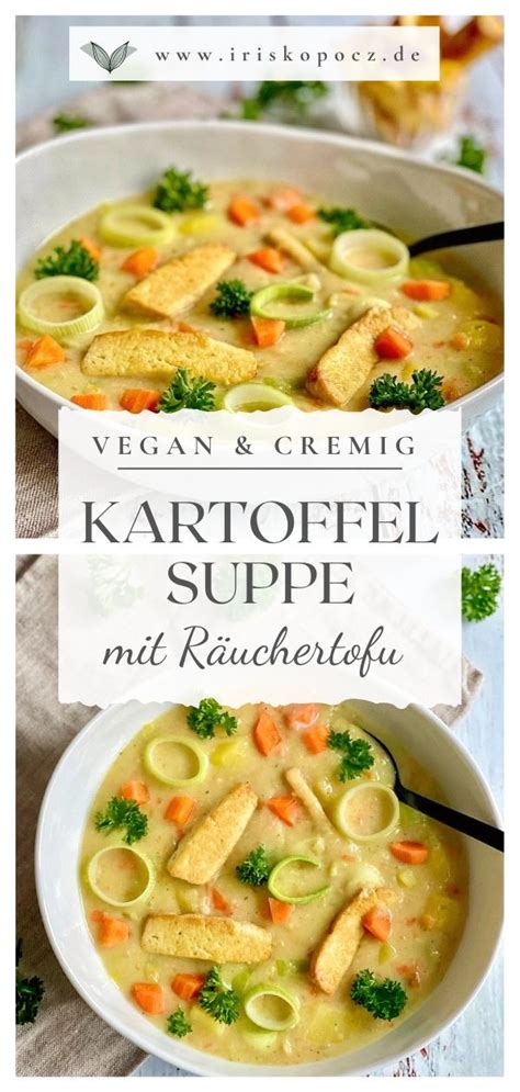 Vegane Kartoffelsuppe mit Räuchertofu deftig cremig