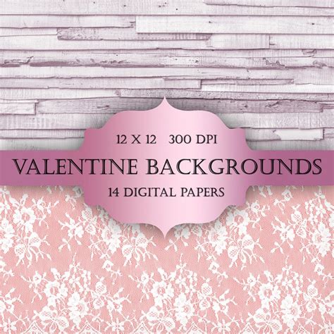 Valentines Day Digital Paper Pack Bokeh Wood Lace String Etsy