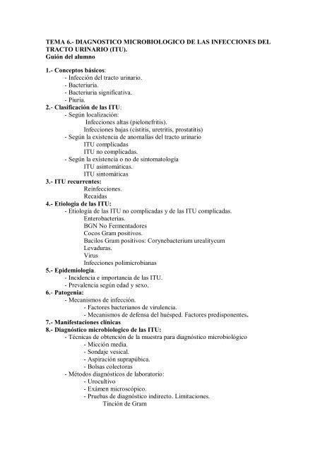 Diagnostico Microbiologico De Las Infecciones Del Tracto Urinario Itu