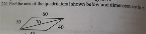 Solved 220 Find The Area Of The Quadrilateral Shown Below And