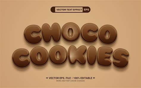 Premium Vector Choco Cookies Editable 3d Vector Text Style Effect